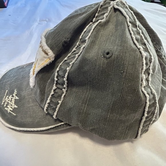 Myrtle Beach South Carolina Strand Blue Gray Twill Baseball Cap Hat Distressed - Picture 4 of 7